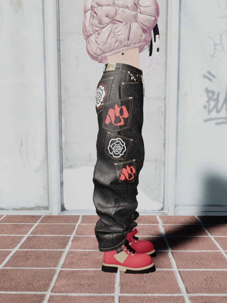 【3D衣装】Multi Pocket Rigid Jeans & Short Boots SET (EasternWindアバター対応)