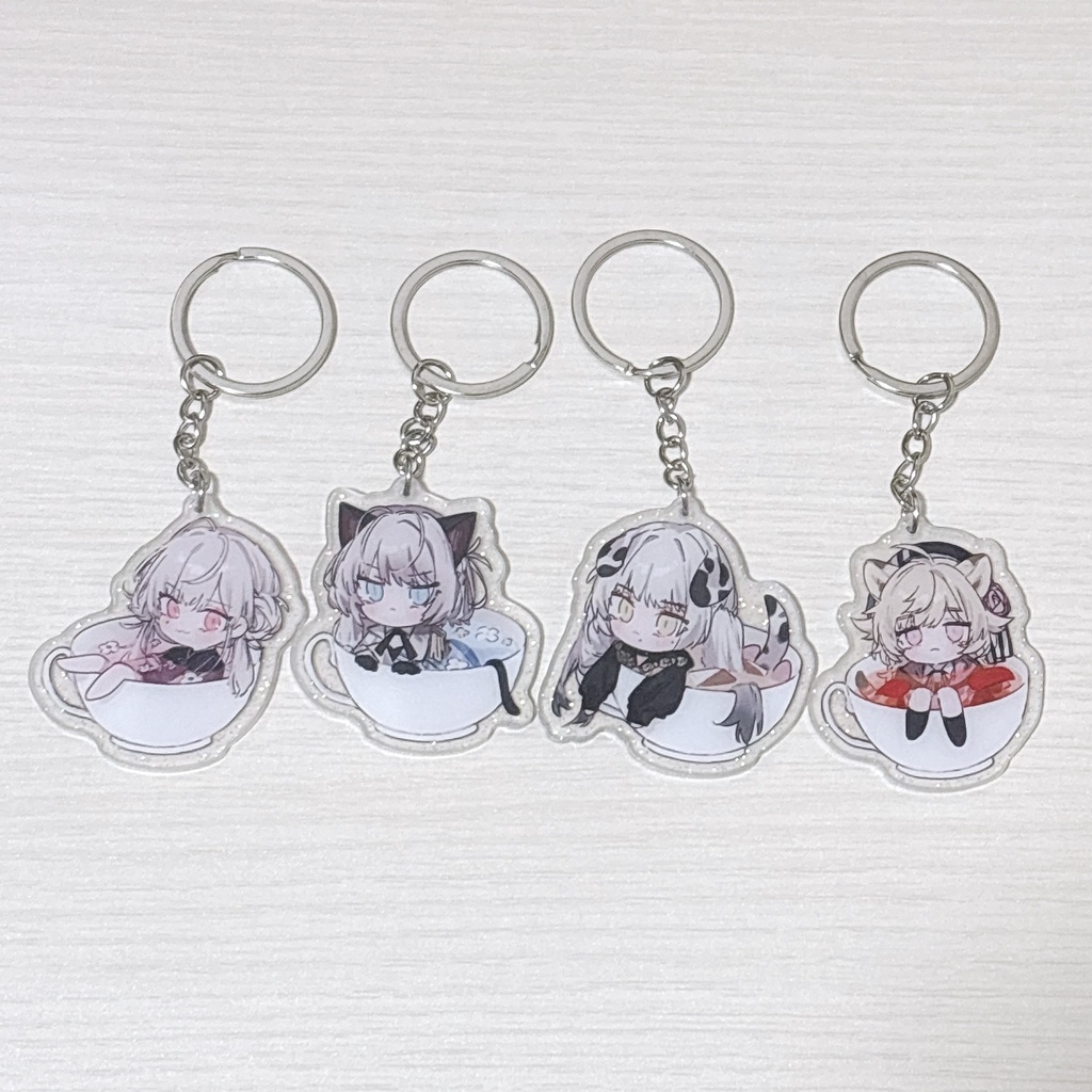 5cmラメ入りティーカップアクリルキーホルダー