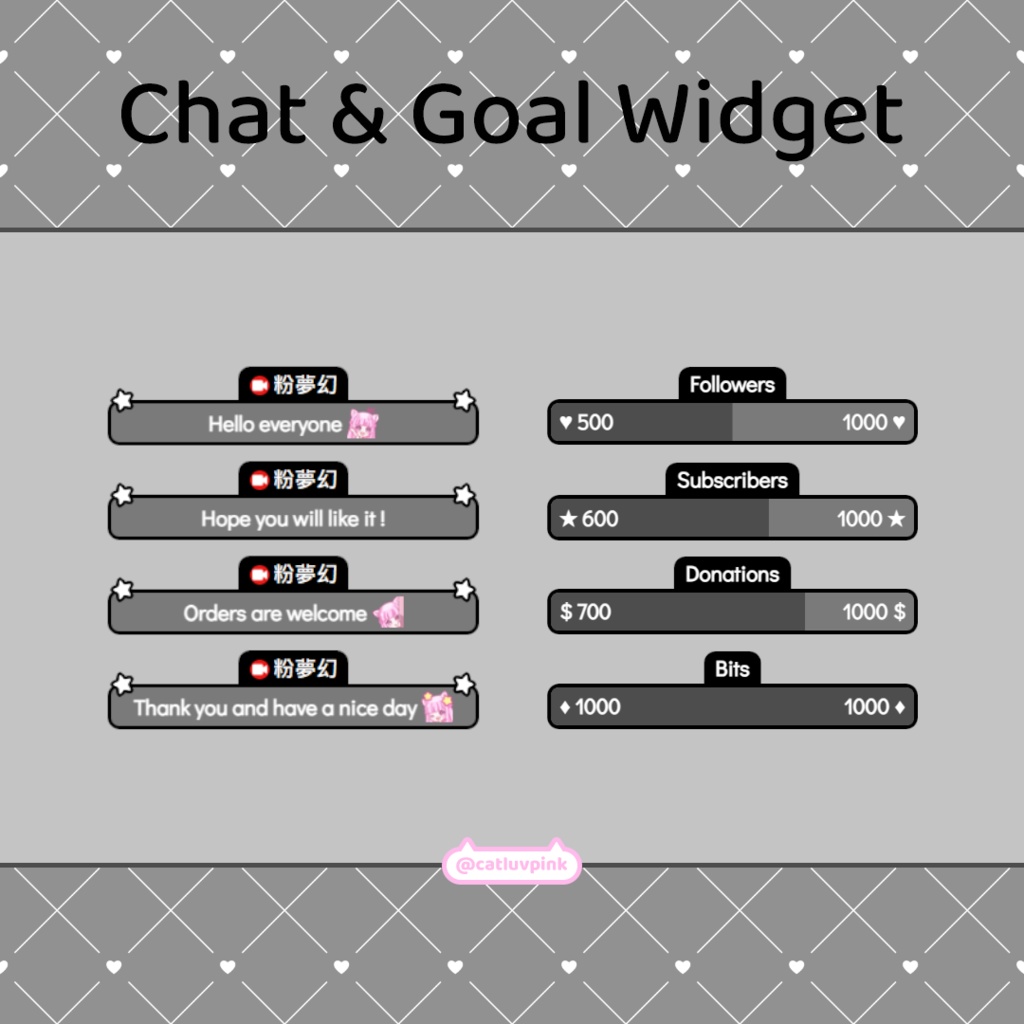 【配信】Star & black gray transparent - Chat and Goal Widget for Stream | Twitch/Facebook