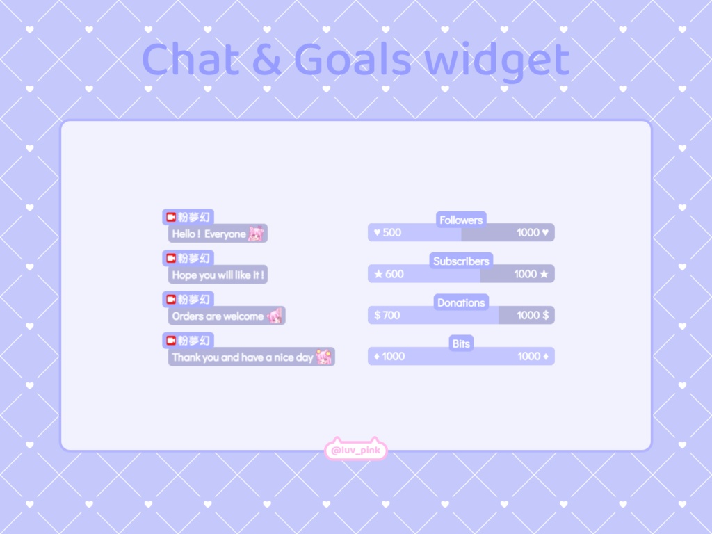 【配信】Left purple blue - Chat and Goals for Stream - Twitch/Facebook Chat Box