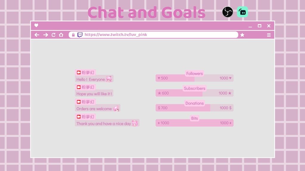 【配信】Wine red - Chat and Goals for Stream - Twitch/Facebook Chat Box