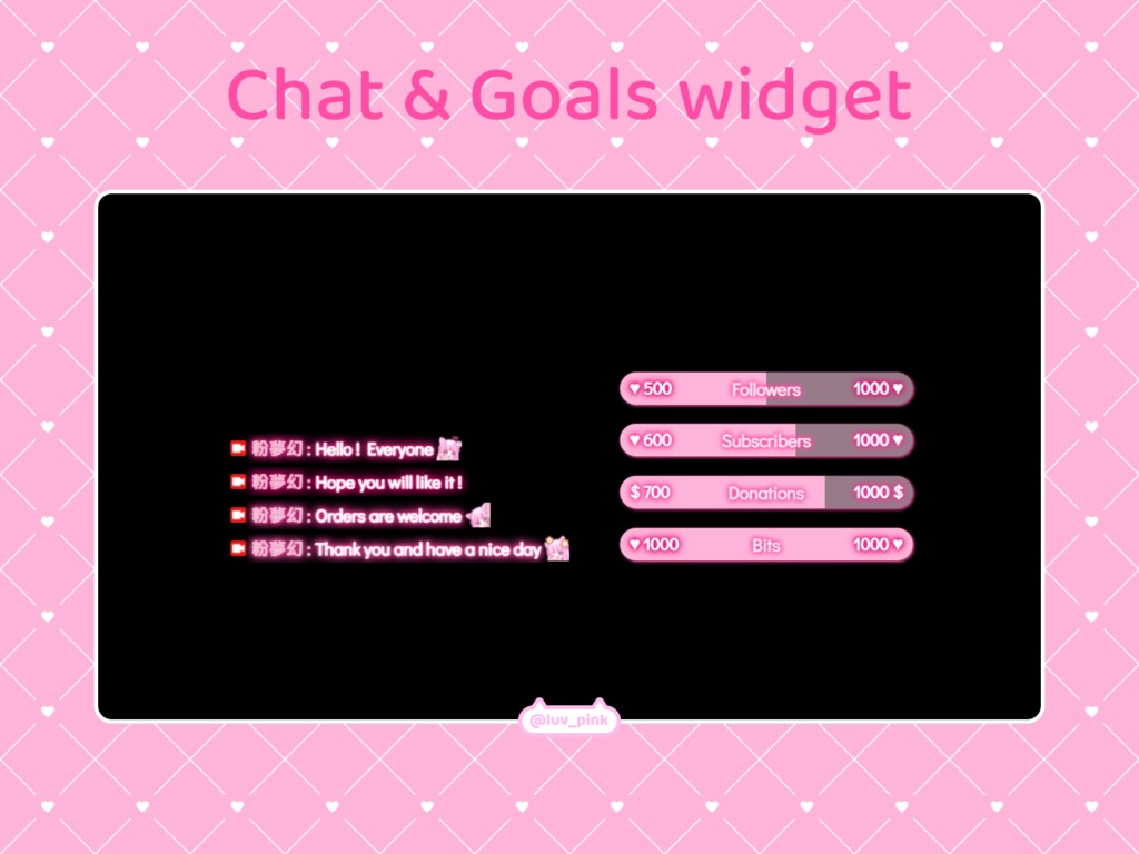 【配信】Pink Neon - Chat and Goals for Stream - Twitch/Facebook Chat Box