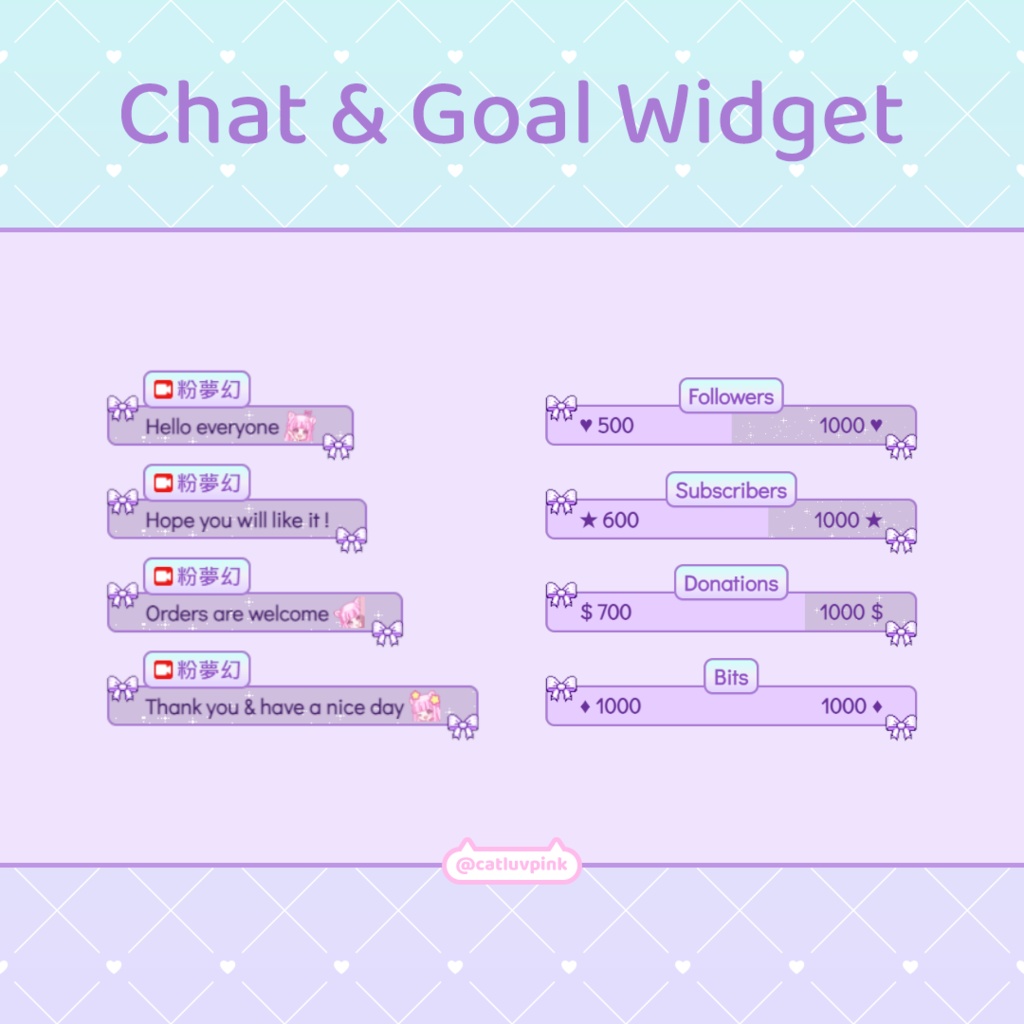 【配信】Purple bow - Chat and Goal Widget for Stream | Twitch/Facebook