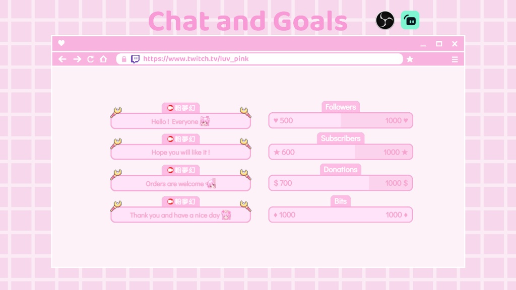 【配信】Moon Scepter - Chat and Goals for Stream - Twitch/Facebook Chat Box