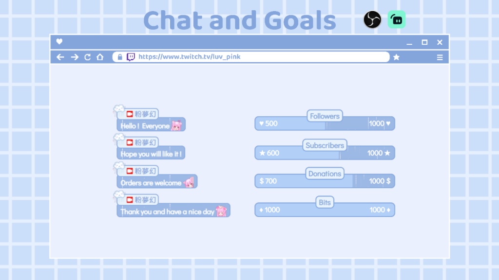 【配信】Raining - Chat and Goals for Stream - Twitch/Facebook Chat Box