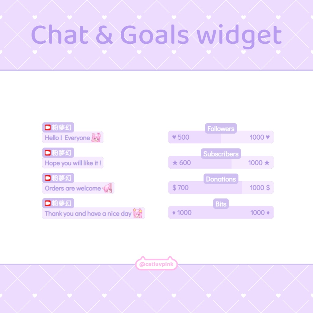 【配信】Align lavender - Chat and Goals Widget for Stream | Twitch/Facebook