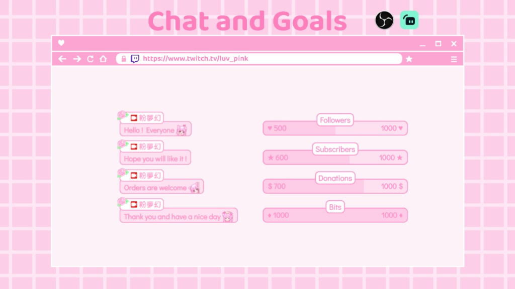 【配信】Rose - Chat and Goals for Stream - Twitch/Facebook Chat Box
