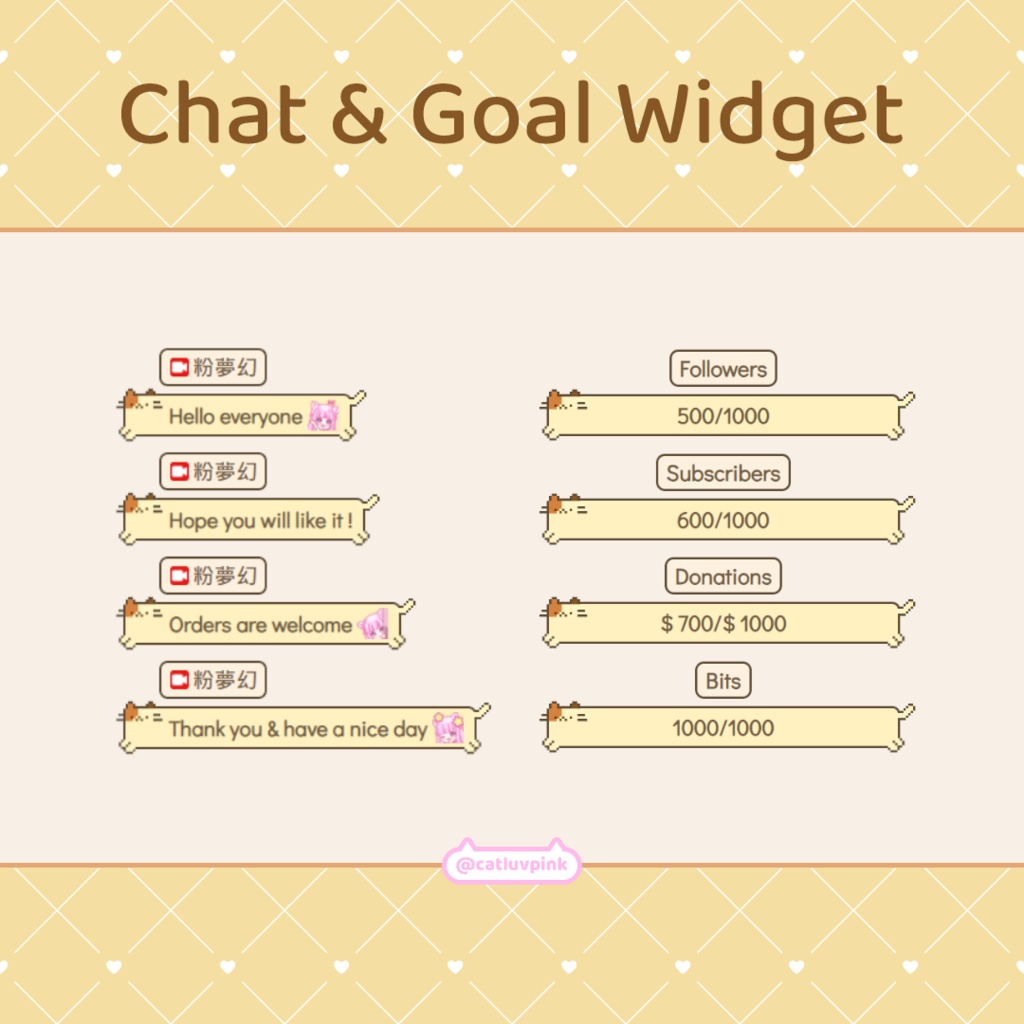 【配信】Calico cat - Chat and Goal Widget for Stream | Twitch/Facebook