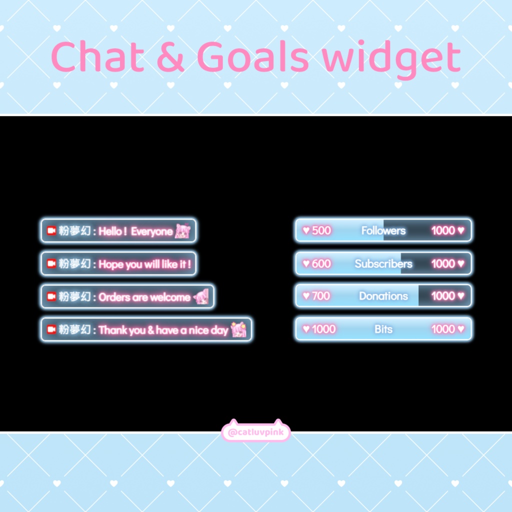 【配信】Neon ice cream - Chat and Goals Widget for Stream | Twitch/Facebook