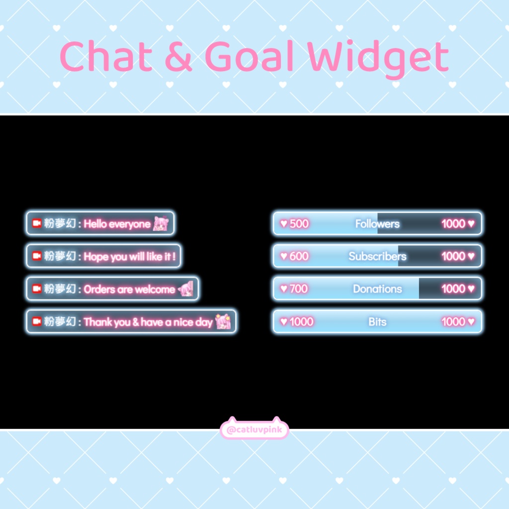 【配信】Neon ice cream - Chat and Goal Widget for Stream | Twitch/Facebook