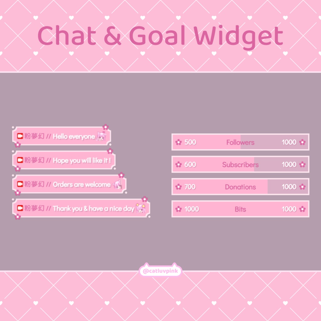 【配信】Pink flower - Chat and Goal Widget for Stream | Twitch/Facebook