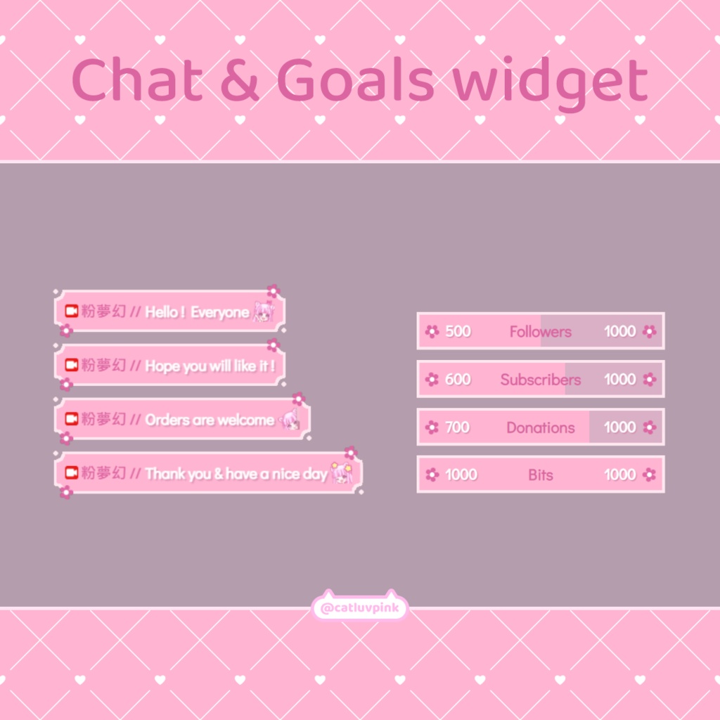 【配信】Pink flower - Chat and Goals Widget for Stream | Twitch/Facebook