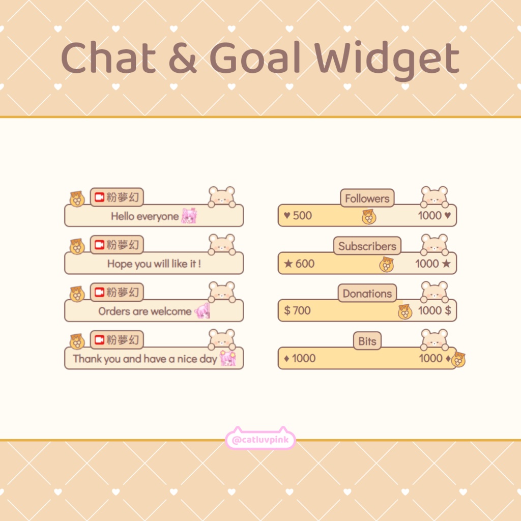 【配信】Honey bear - Chat and Goal Widget for Stream | Twitch/Facebook