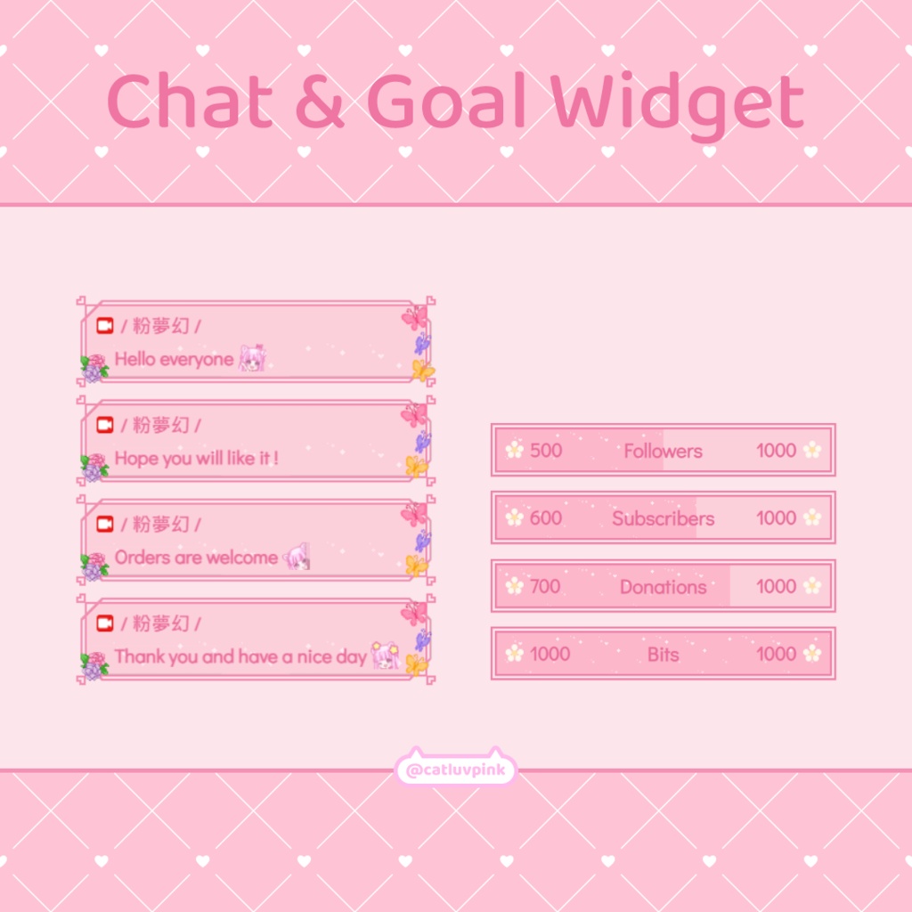 【配信】Rose with butterflies - Chat and Goal Widget for Stream | Twitch/Facebook