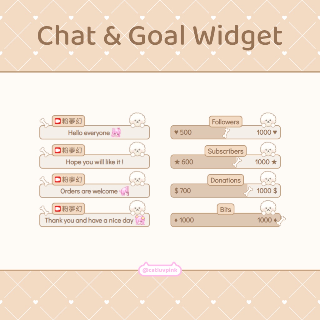【配信】Dog bone - Chat and Goal Widget for Stream | Twitch/Facebook