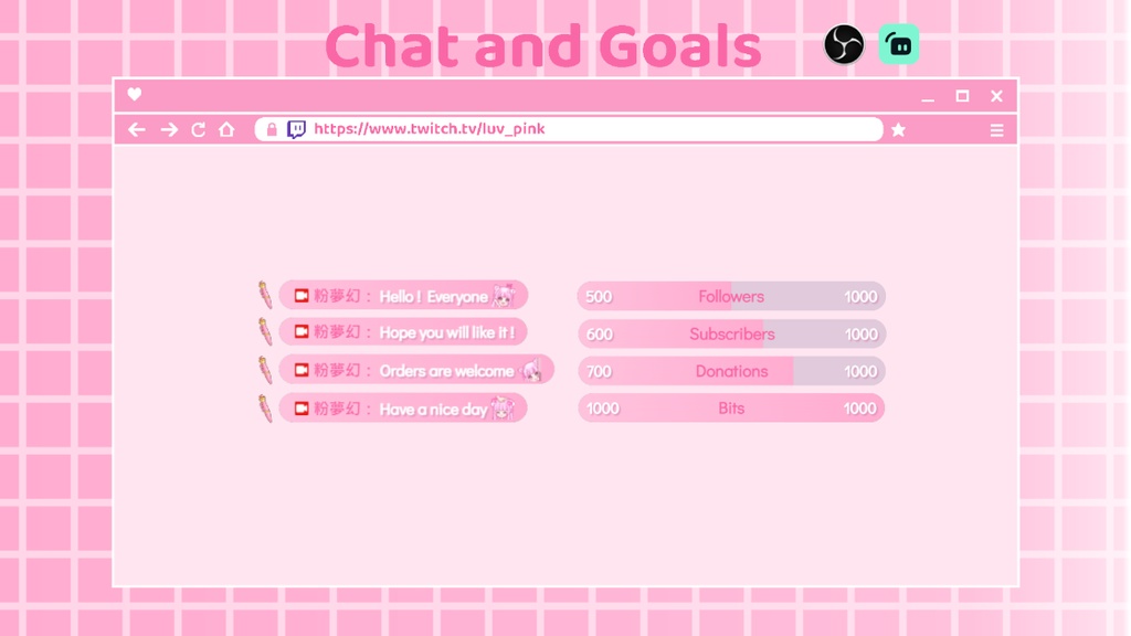 Sailor Moon Pen Extension - Chat and Goals for Stream - Twitch/Facebook Chat Box