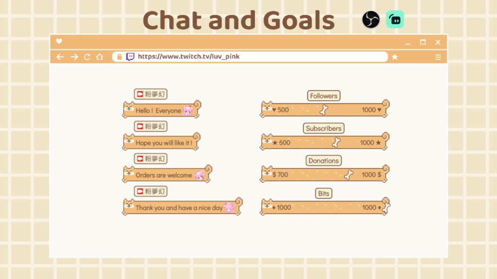 Shiba Inu - Chat and Goals for Stream - Twitch/Facebook Chat Box