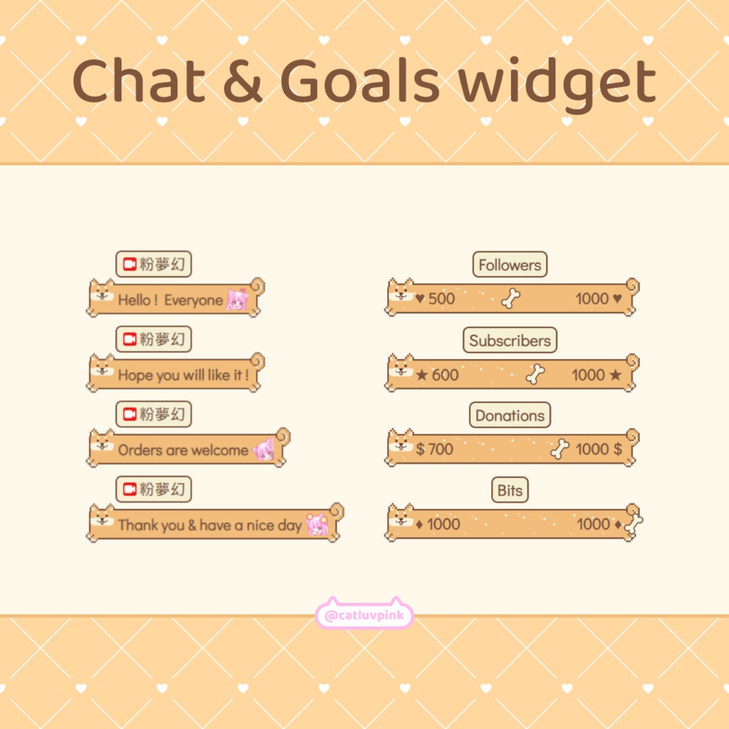 【配信】Shiba Inu - Chat and Goals Widget for Stream | Twitch/Facebook