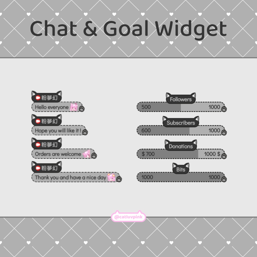 【配信】Black cat - Chat and Goal Widget for Stream | Twitch/Facebook