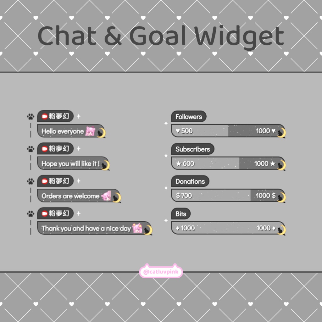【配信】Night black cat - Chat and Goal Widget for Stream | Twitch/Facebook