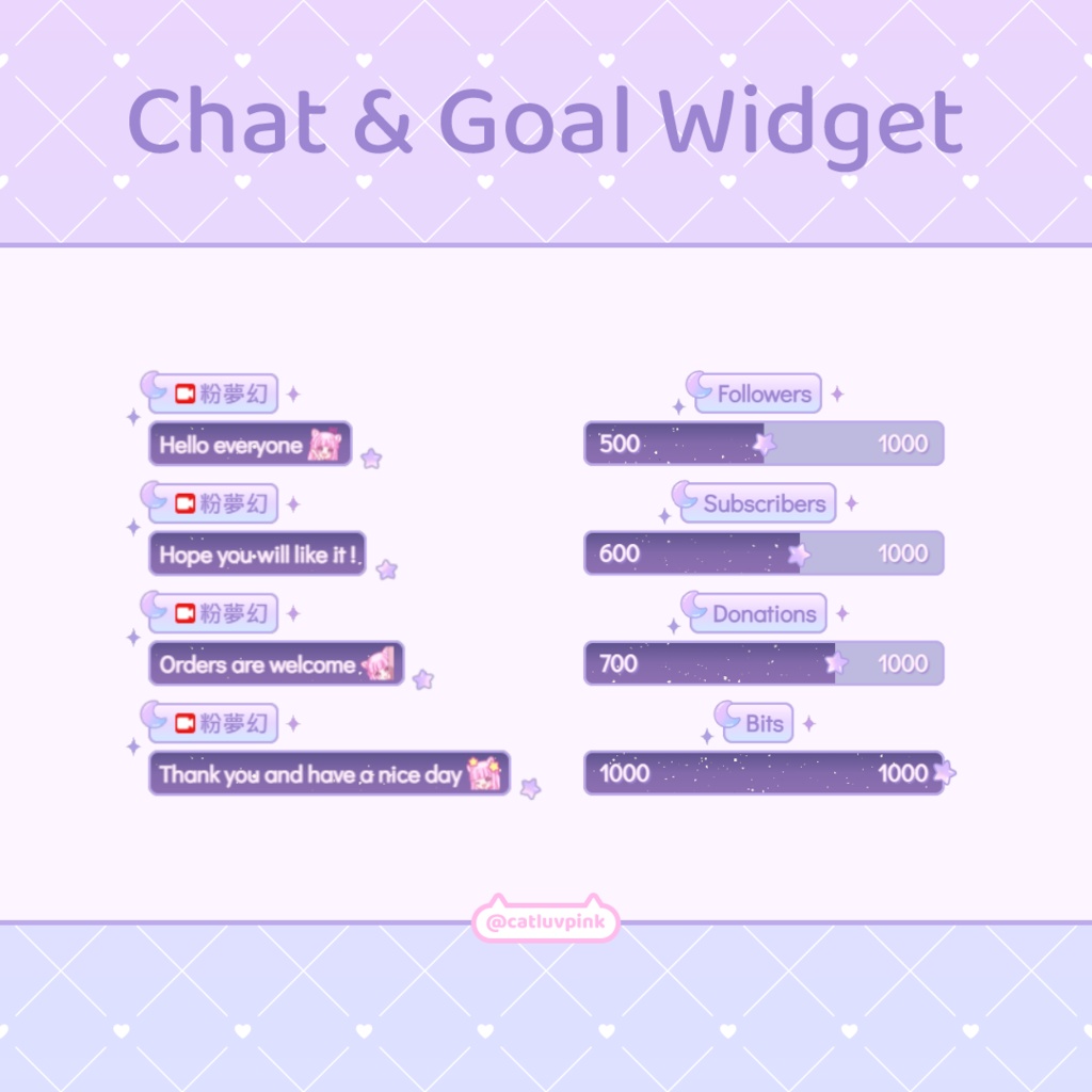【配信】Starry sky purple - Chat and Goal Widget for Stream | Twitch/Facebook