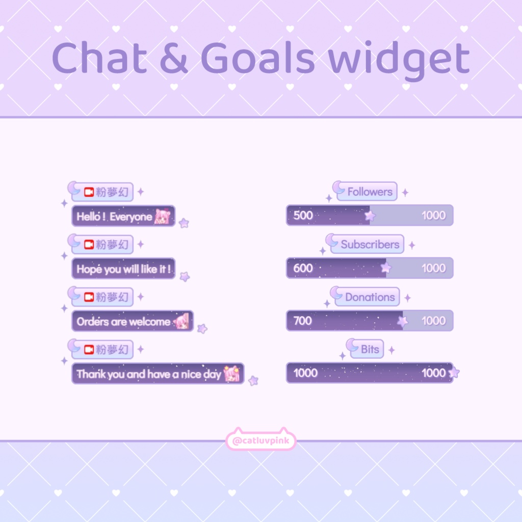【配信】Starry sky purple - Chat and Goals Widget for Stream | Twitch/Facebook
