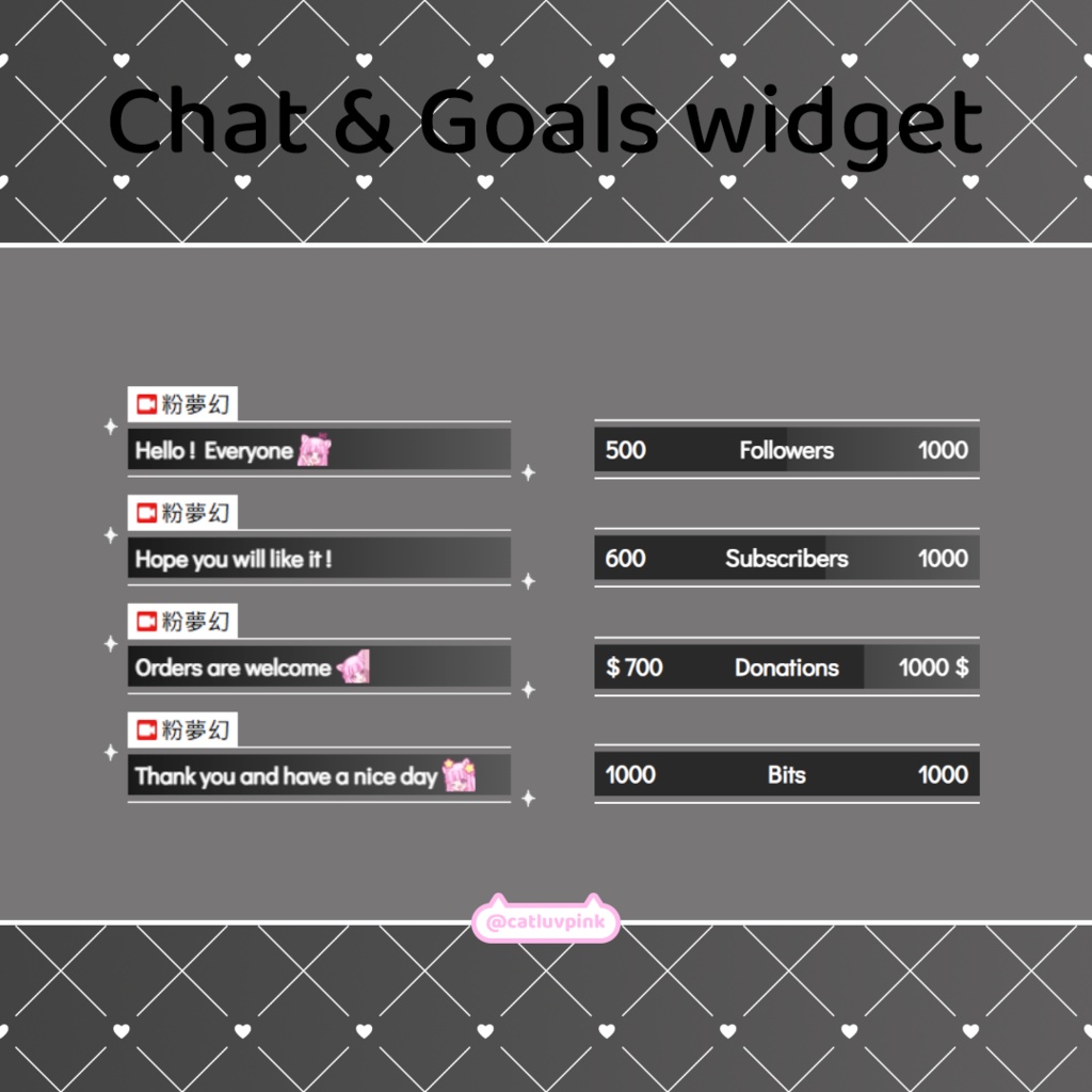 【配信】Shiny lines - Chat and Goals Widget for Stream | Twitch/Facebook