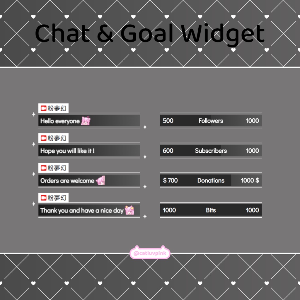 【配信】Shiny lines - Chat and Goal Widget for Stream | Twitch/Facebook