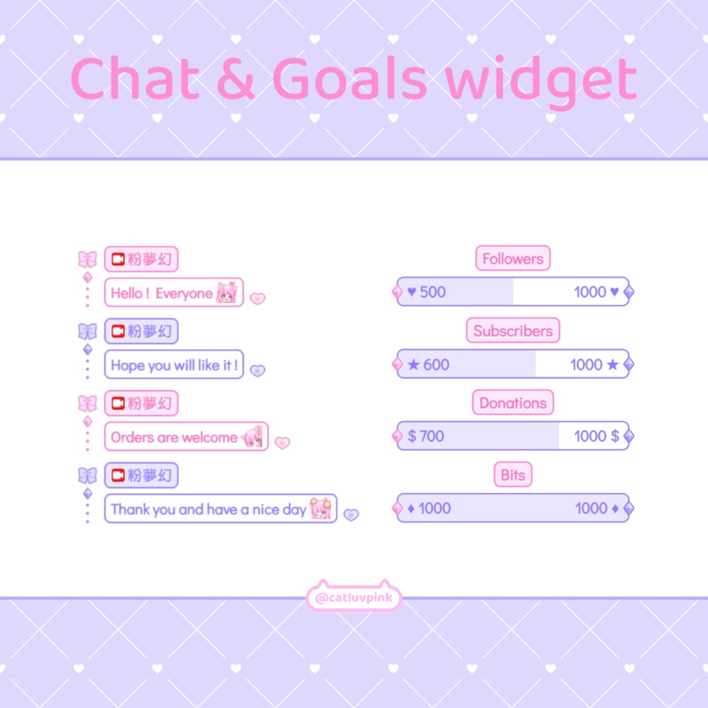 【配信】Cute gems - Chat and Goals for Stream - Twitch/Facebook Chat Box