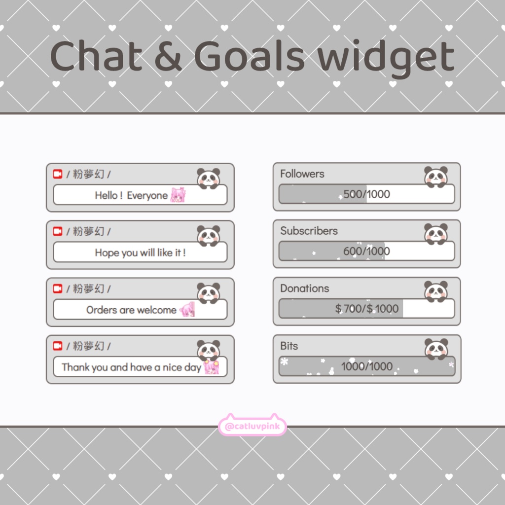 【配信】Panda - Chat and Goals for Stream - Twitch/Facebook Chat Box