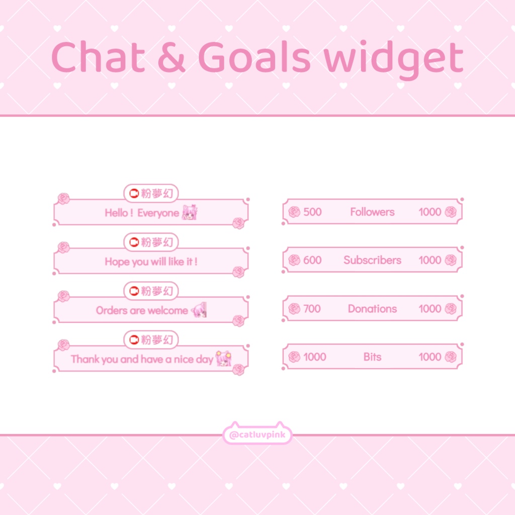 【配信】Romantic rose - Chat and Goals for Stream - Twitch/Facebook Chat Box