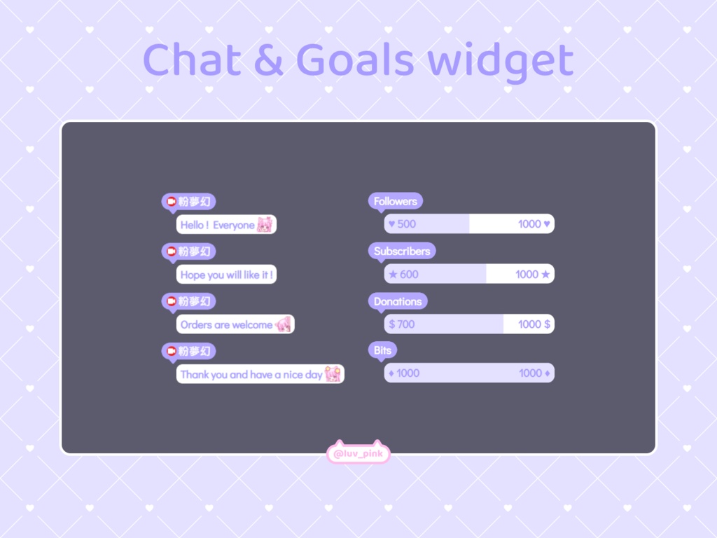【配信】Purple focus - Chat and Goals for Stream - Twitch/Facebook Chat Box