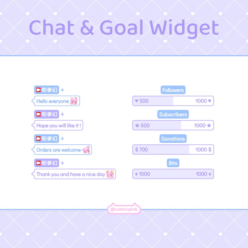 【配信】Purple blue dialogue - Chat and Goal Widget for Stream | Twitch/Facebook