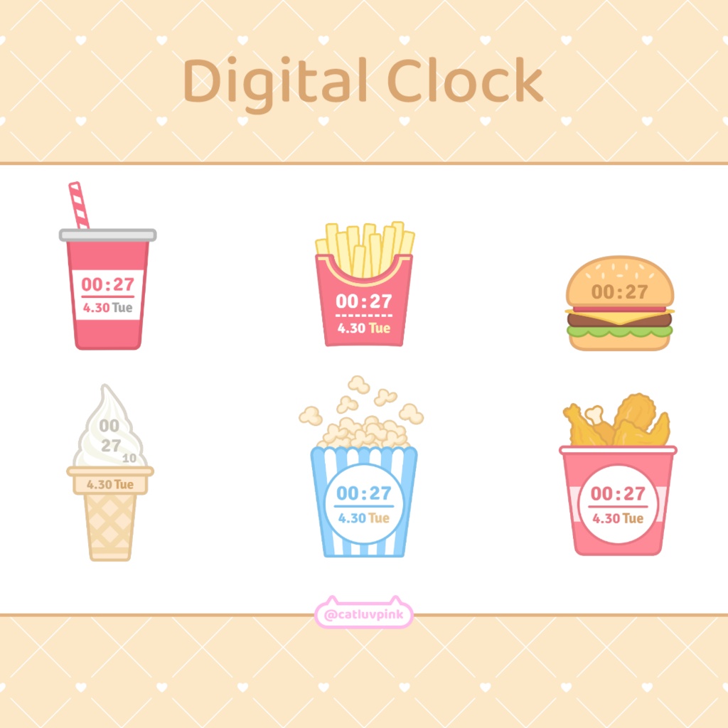 【配信】Fast food digital clock - Clock Widget for Stream | Twitch/Youtube/Facebook