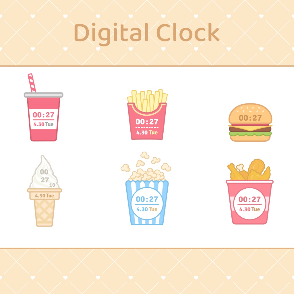 【配信】Fast food - Clock Widget for Stream | Twitch/Youtube/Facebook