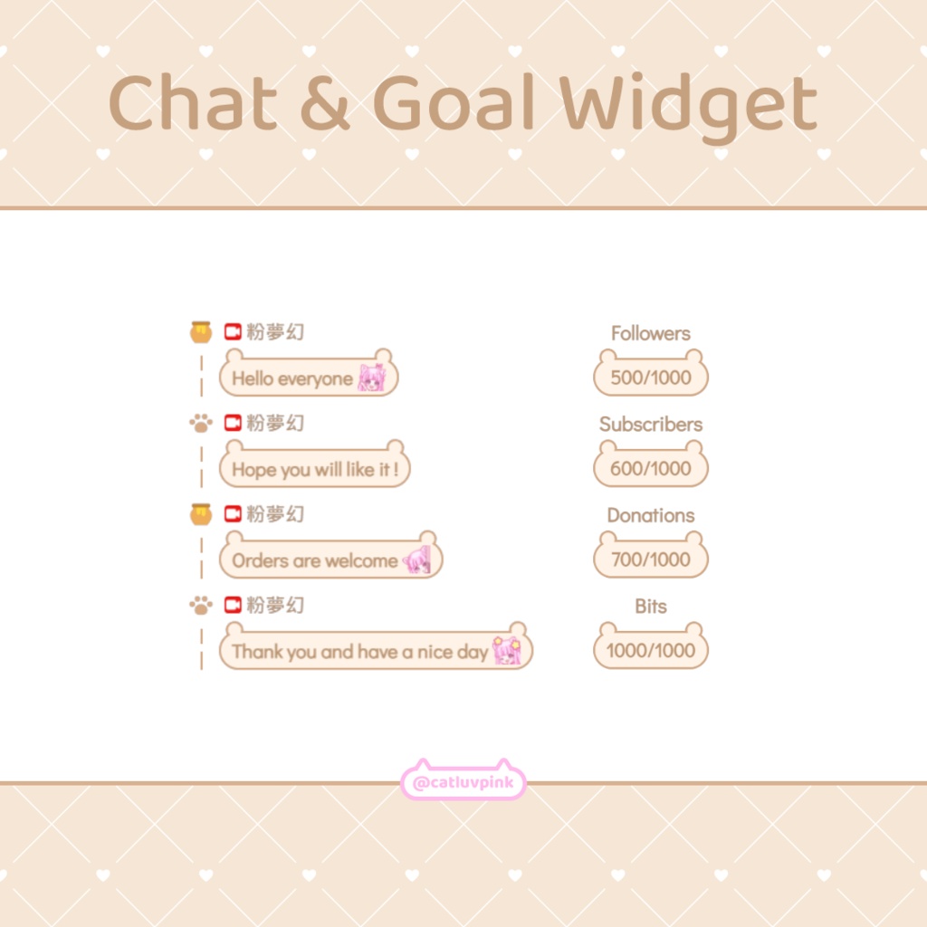 【配信】Bear honey - Chat and Goal Widget for Stream | Twitch/Facebook