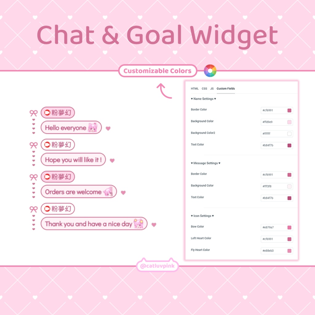 【配信】Love bow - Chat and Goal Widget for Stream | Twitch/Facebook