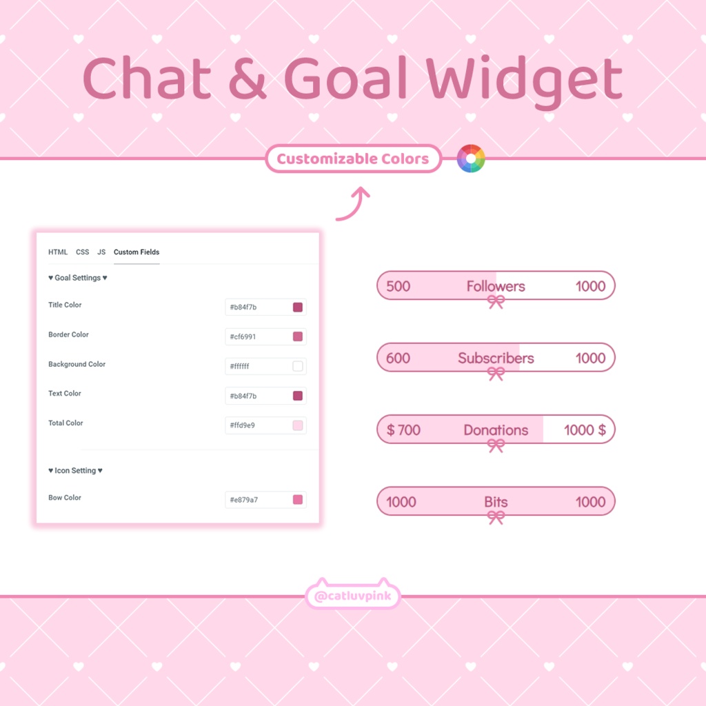 【配信】Love bow - Chat and Goal Widget for Stream | Twitch/Facebook