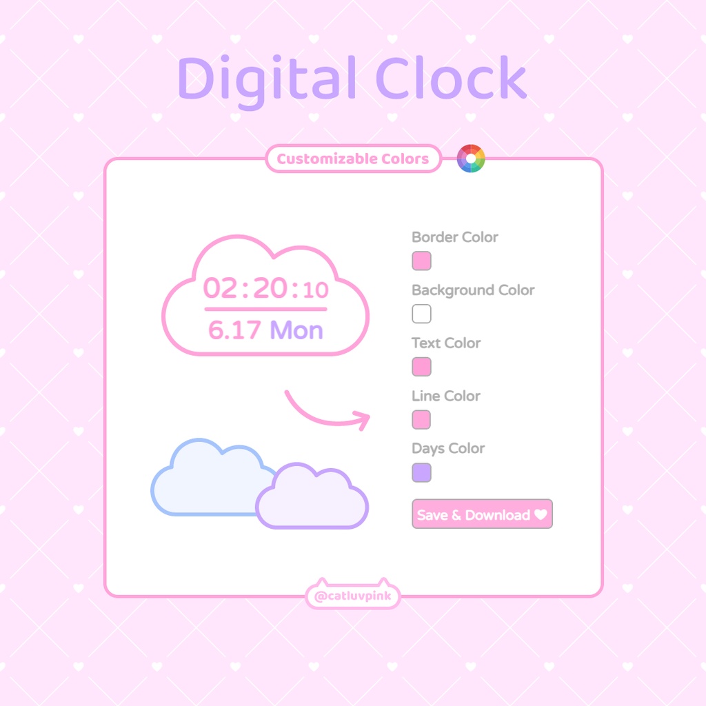 【配信】デジタル時計 Cloud - Clock Widget for Stream | Twitch/Youtube/Facebook