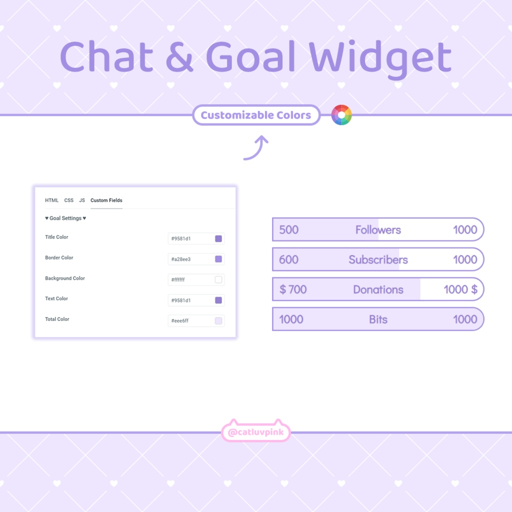 【配信】Simple dual color - Chat and Goal Widget for Stream | Twitch/Facebook