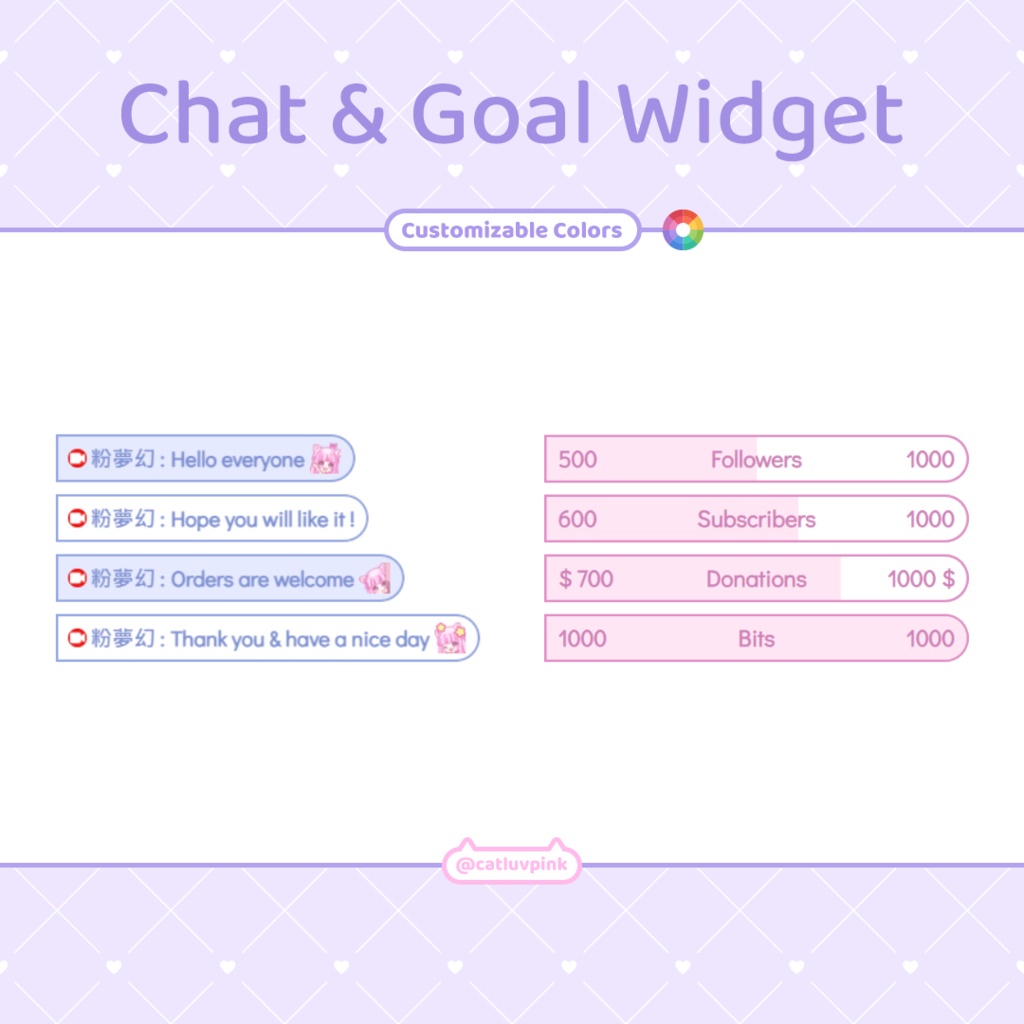 【配信】Simple dual color - Chat and Goal Widget for Stream | Twitch/Facebook