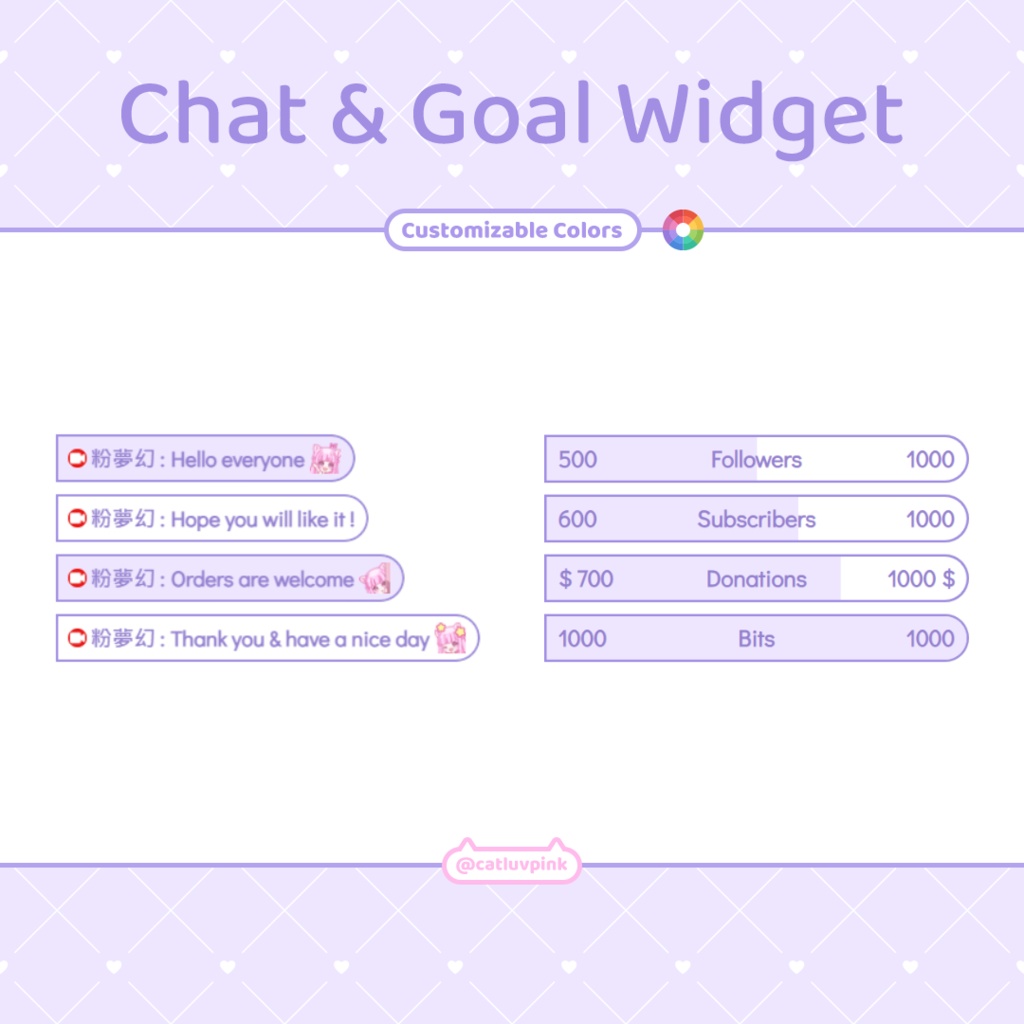 【配信】Simple dual color - Chat and Goal Widget for Stream | Twitch/Facebook
