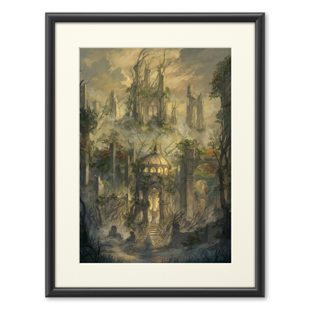 湖の中の廃墟-複製画