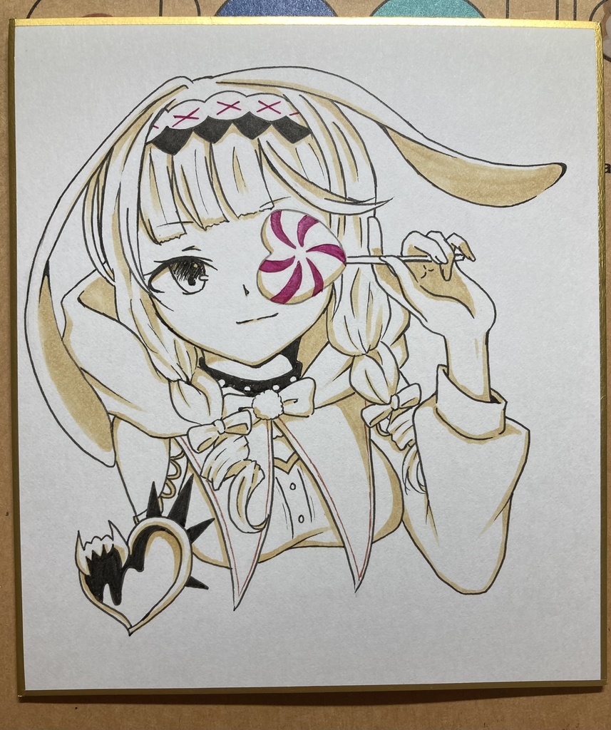 【白猫】手書き色紙