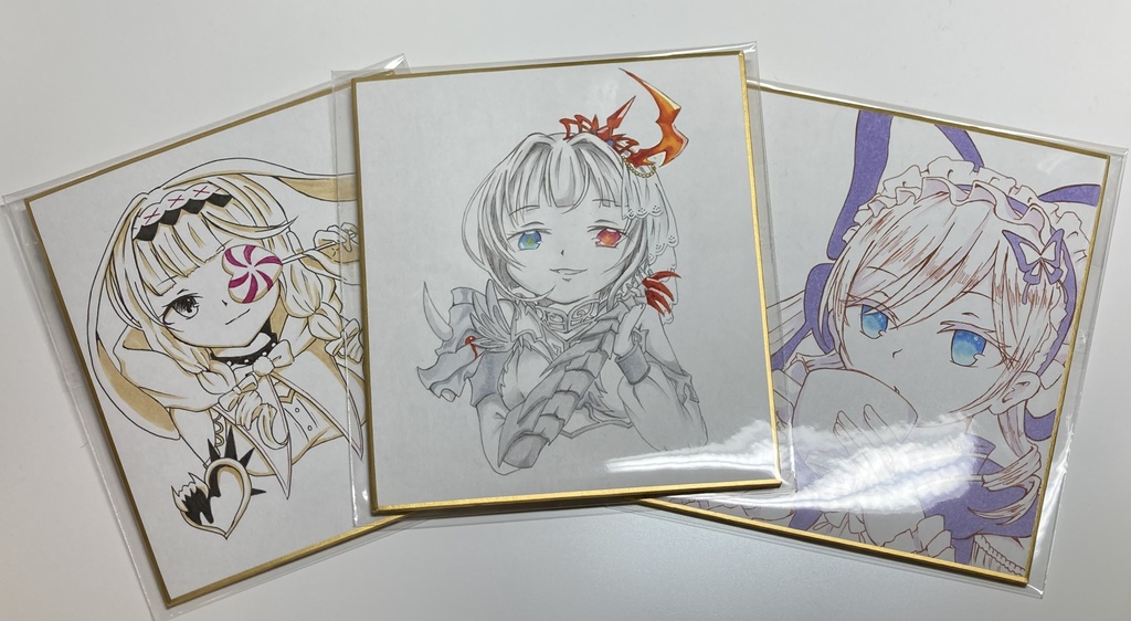 【白猫】手書き色紙