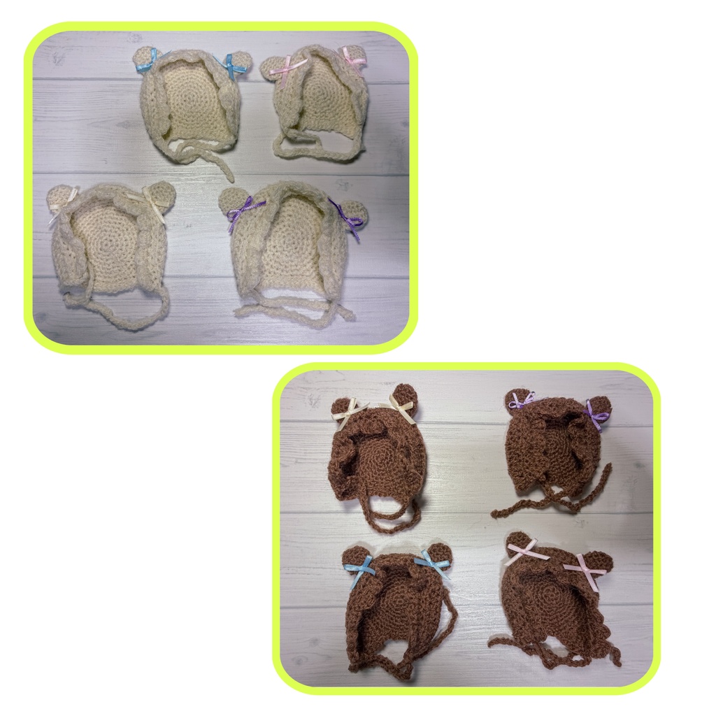 ふわふわくまちゃんボンネット