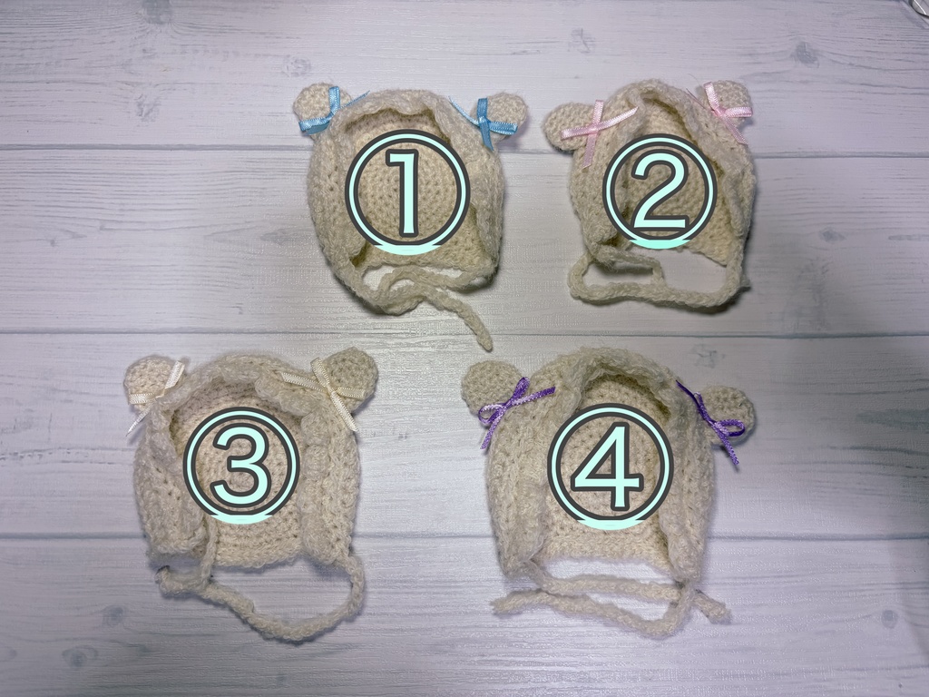 ふわふわくまちゃんボンネット