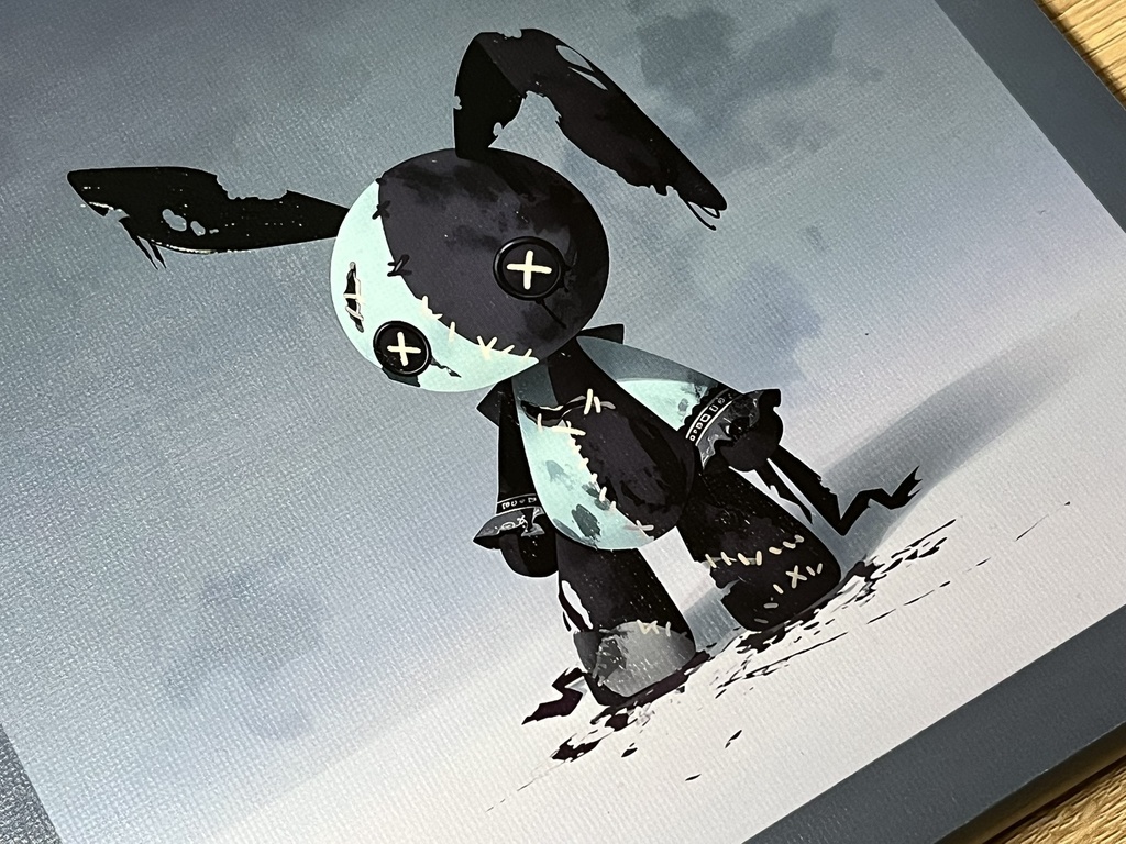 ミニキャンバス「ウサギの人形」