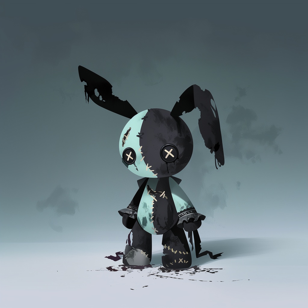 ミニキャンバス「ウサギの人形」