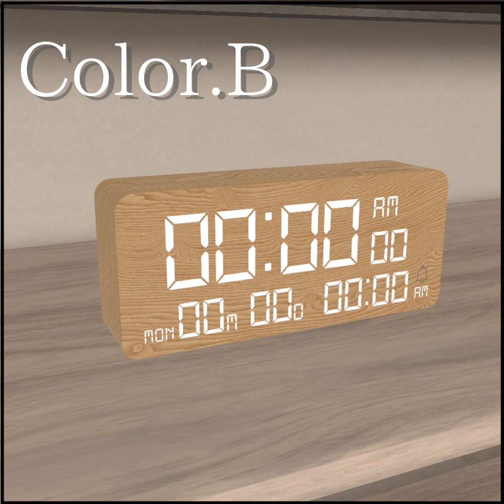 【VRChat想定】アラーム付き時計「-FORESTA-」/ Wooden clock with alarm